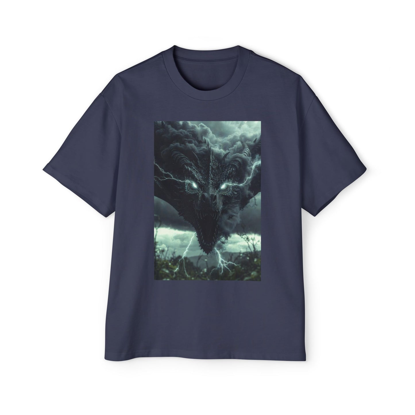 Storm Dragon Graphic Tee — Dark Fantasy Oversized Men's T-Shirt