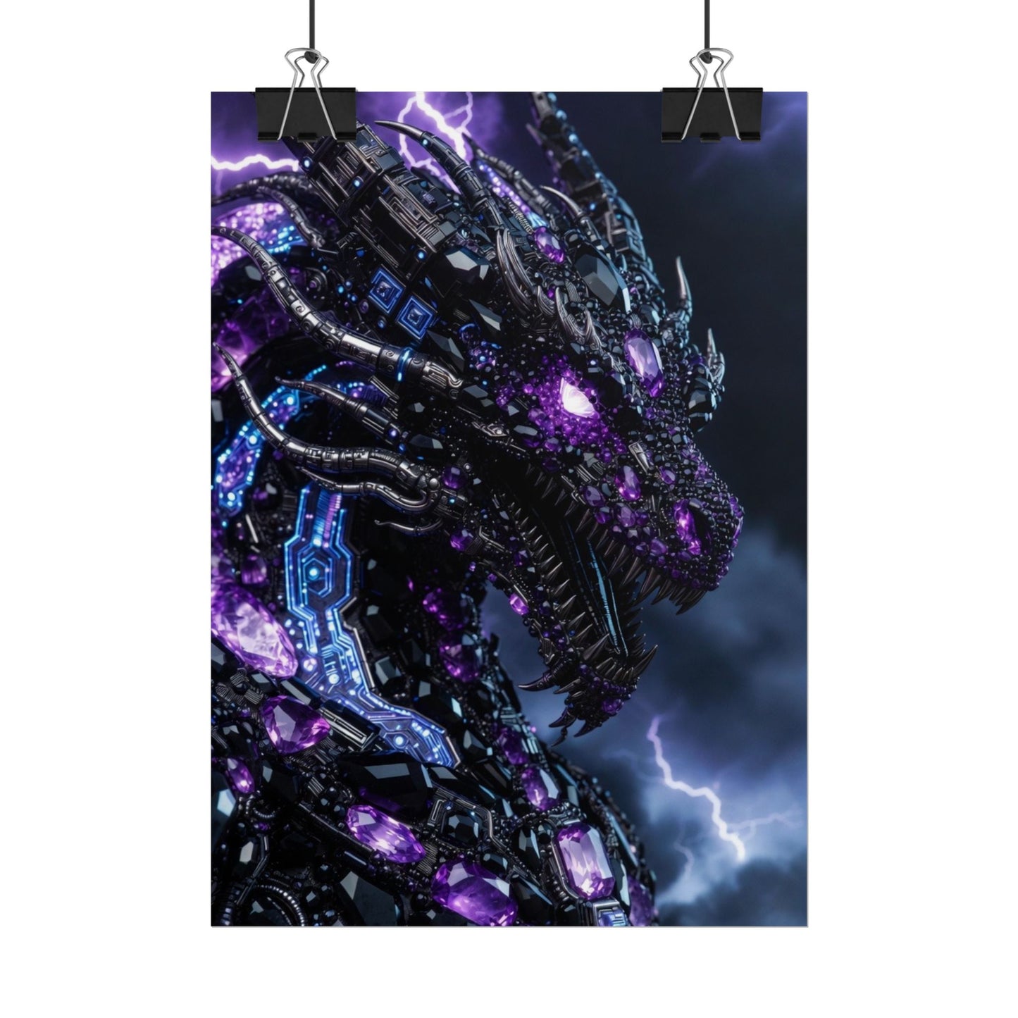 Rolled Poster — Cyberpunk Dragon Storm Art Print