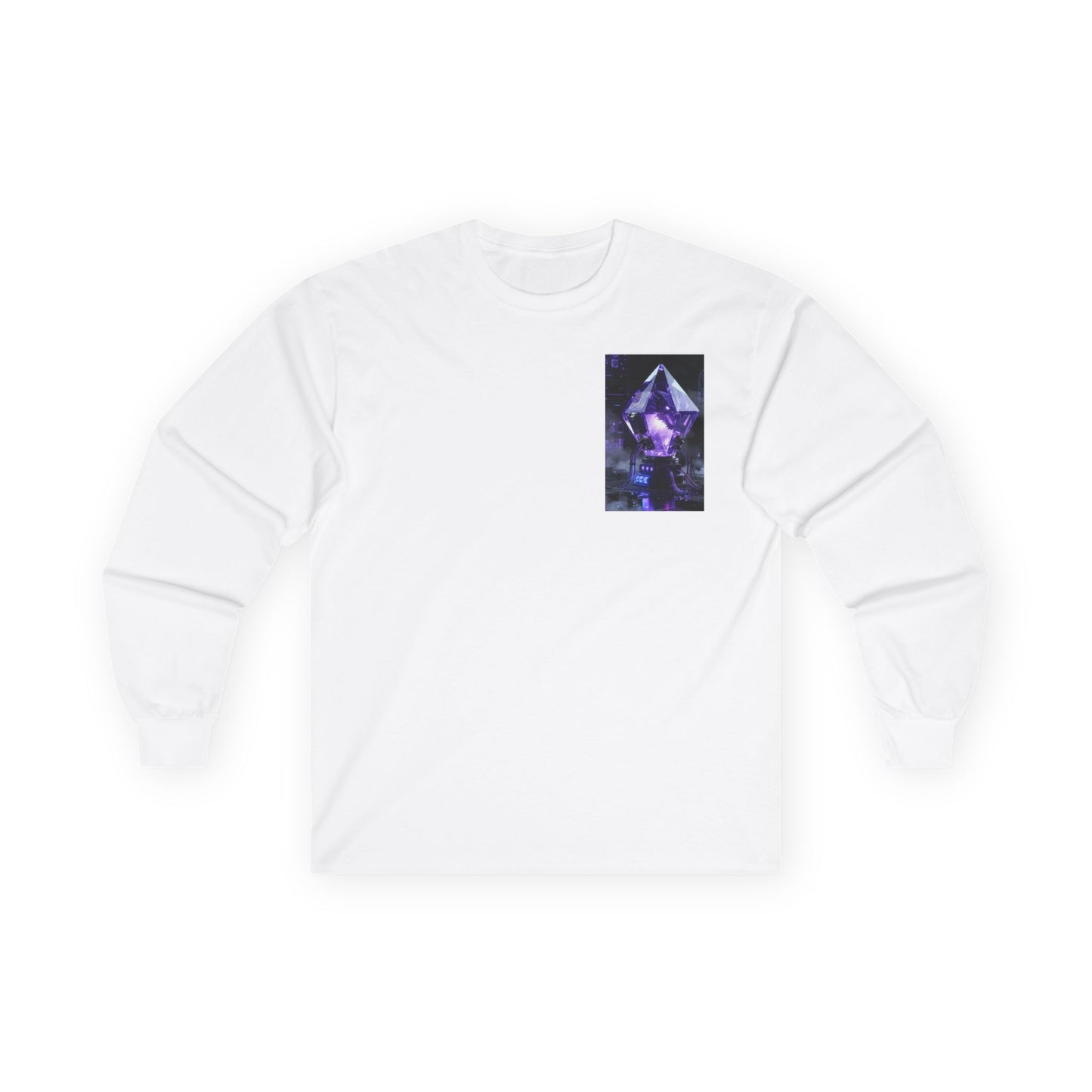 Long Sleeve Tee — Purple Crystal Skull Graphic