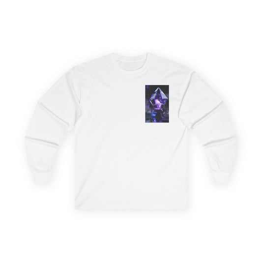 Long Sleeve Tee — Purple Crystal Skull Graphic