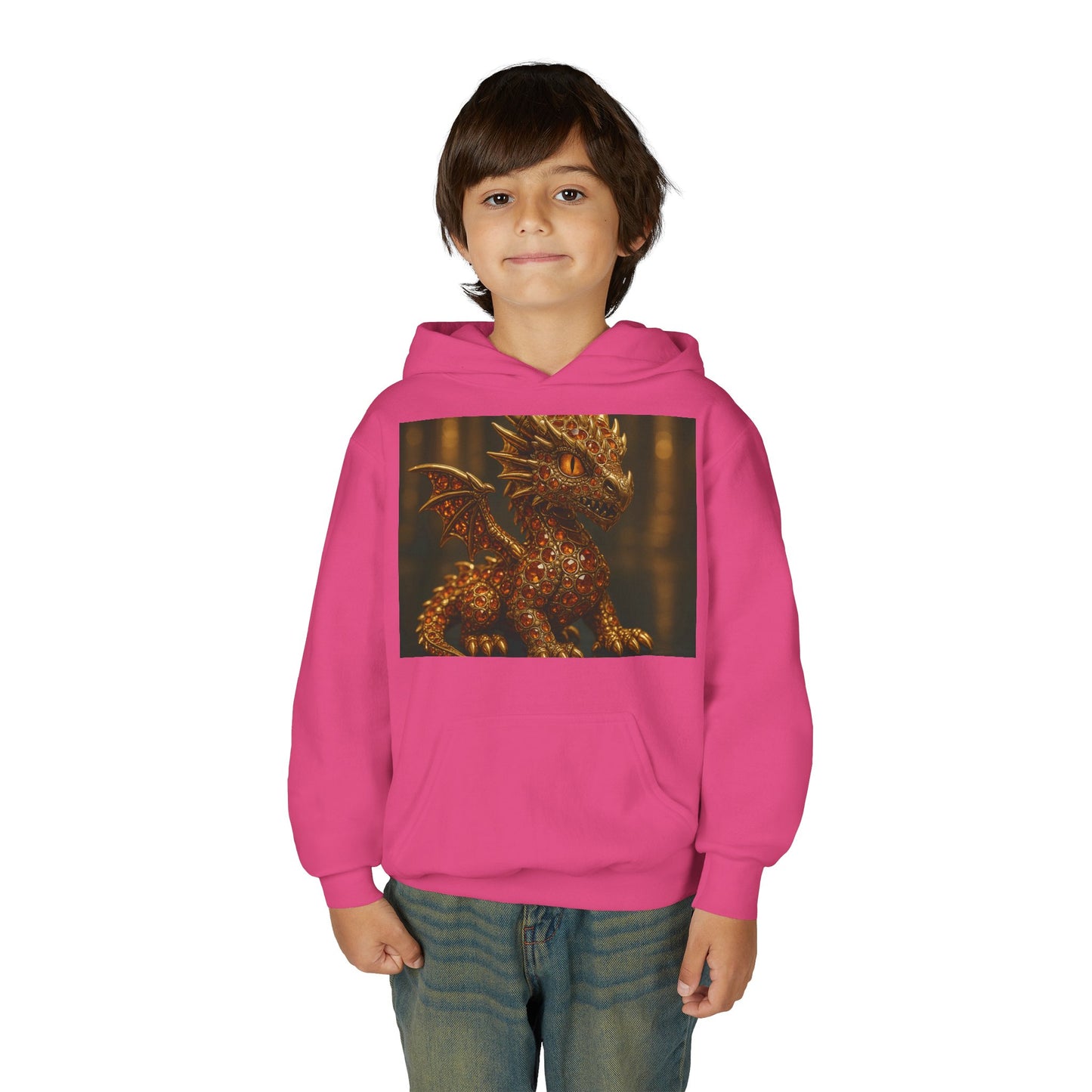 Dragon Fantasy Youth Heavy Blend Hooded Sweatshirt, Adventure Hoodie, Gift for Kids, Fantasy Apparel, Cozy Sweatshirt for Young Dreamers