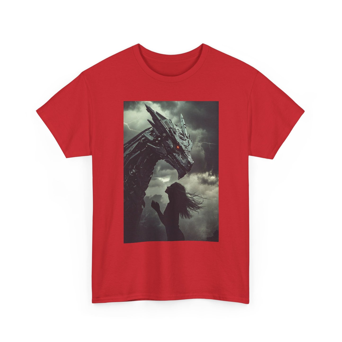 Dragon & Girl Fantasy T-Shirt — Dark Mythical Art Tee