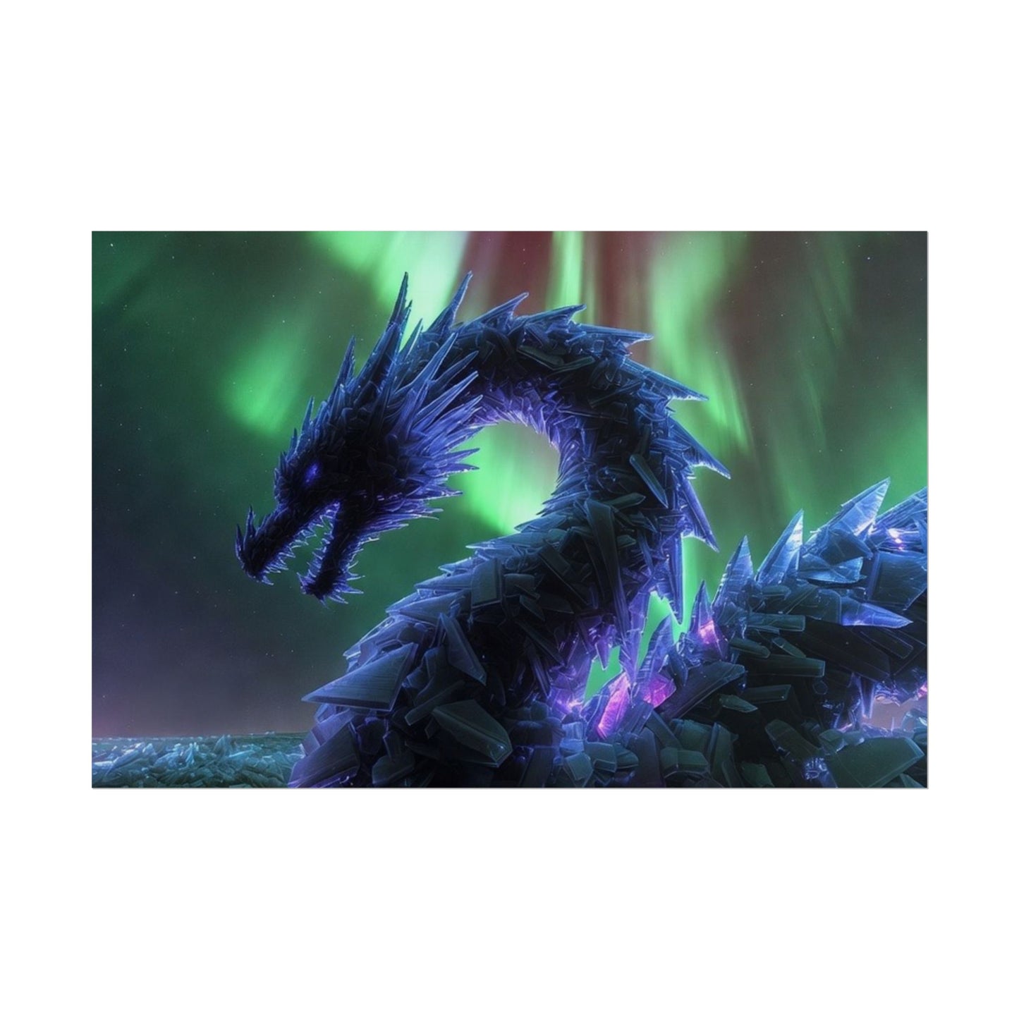 Aurora Crystal Dragon Poster — Fantasy Wall Art Print