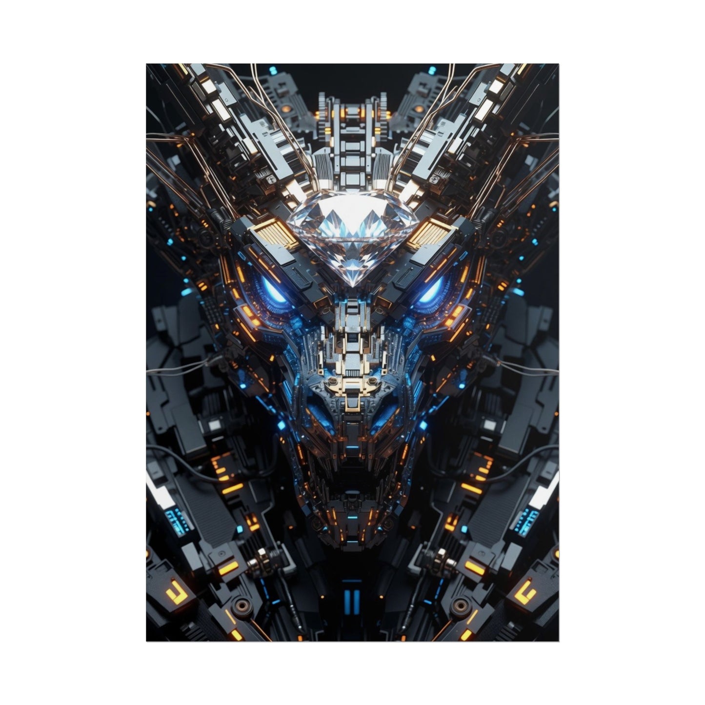 Futuristic Mech Dragon Poster – Cybernetic Robot Art Print