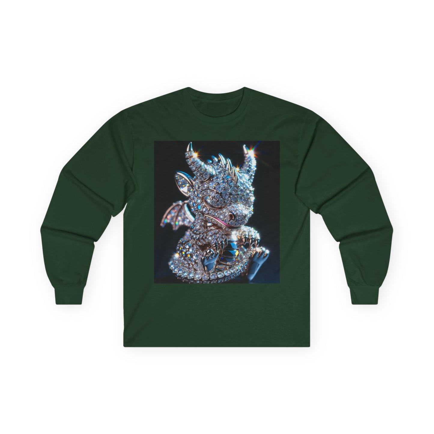 Dragon Head Long Sleeve Tee — Iridescent Fantasy Skull Graphic