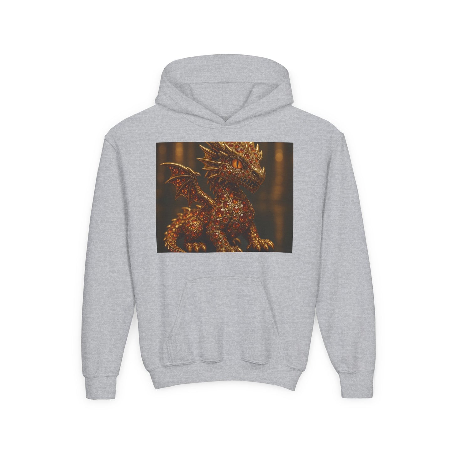 Dragon Fantasy Youth Heavy Blend Hooded Sweatshirt, Adventure Hoodie, Gift for Kids, Fantasy Apparel, Cozy Sweatshirt for Young Dreamers