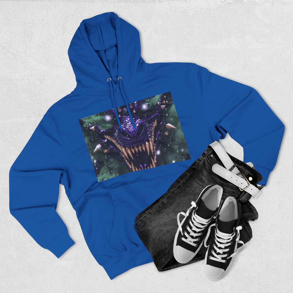 A Mystic Cosmic 🐉 Hoodie — Astral Galaxy Cat Chest Print Fleece Hoodie