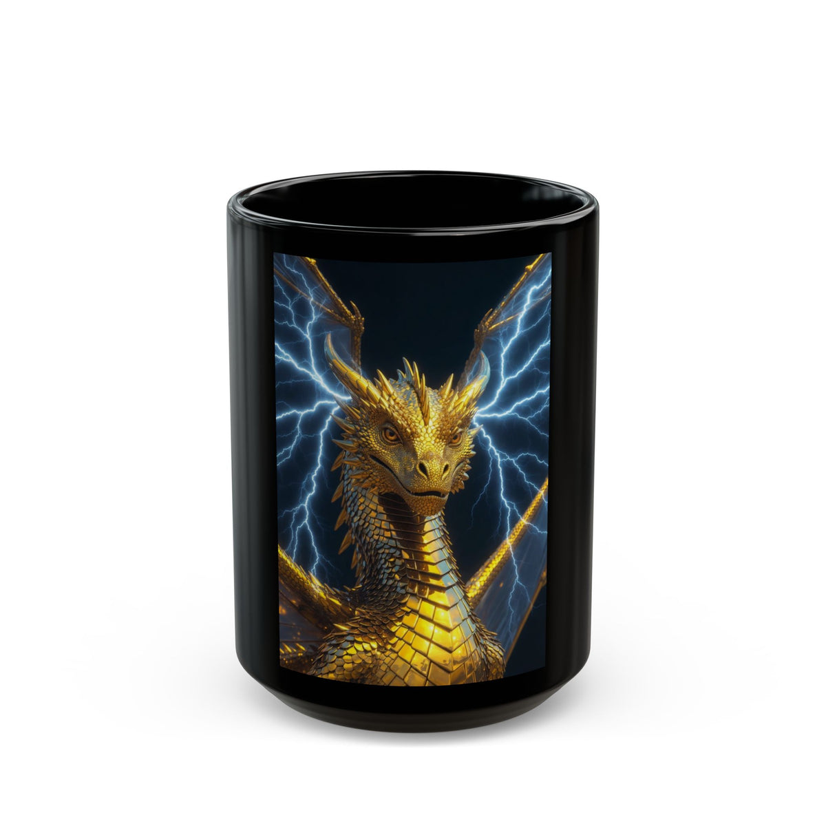 A Lambo Yellow Golden Storm Dragon Mug — Fantasy Dragon Coffee Cup (11oz & 15oz)