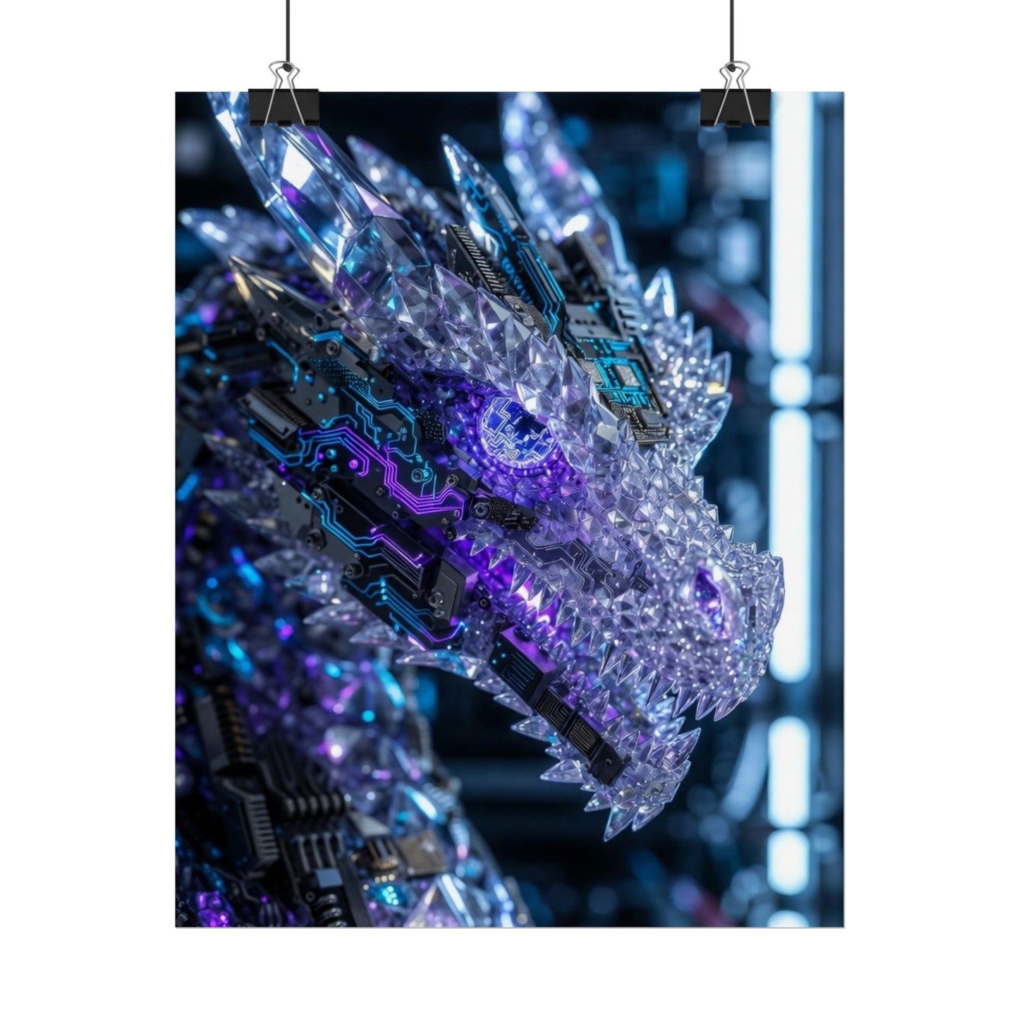 Rolled Poster — Cyber Crystal Dragon Art Print