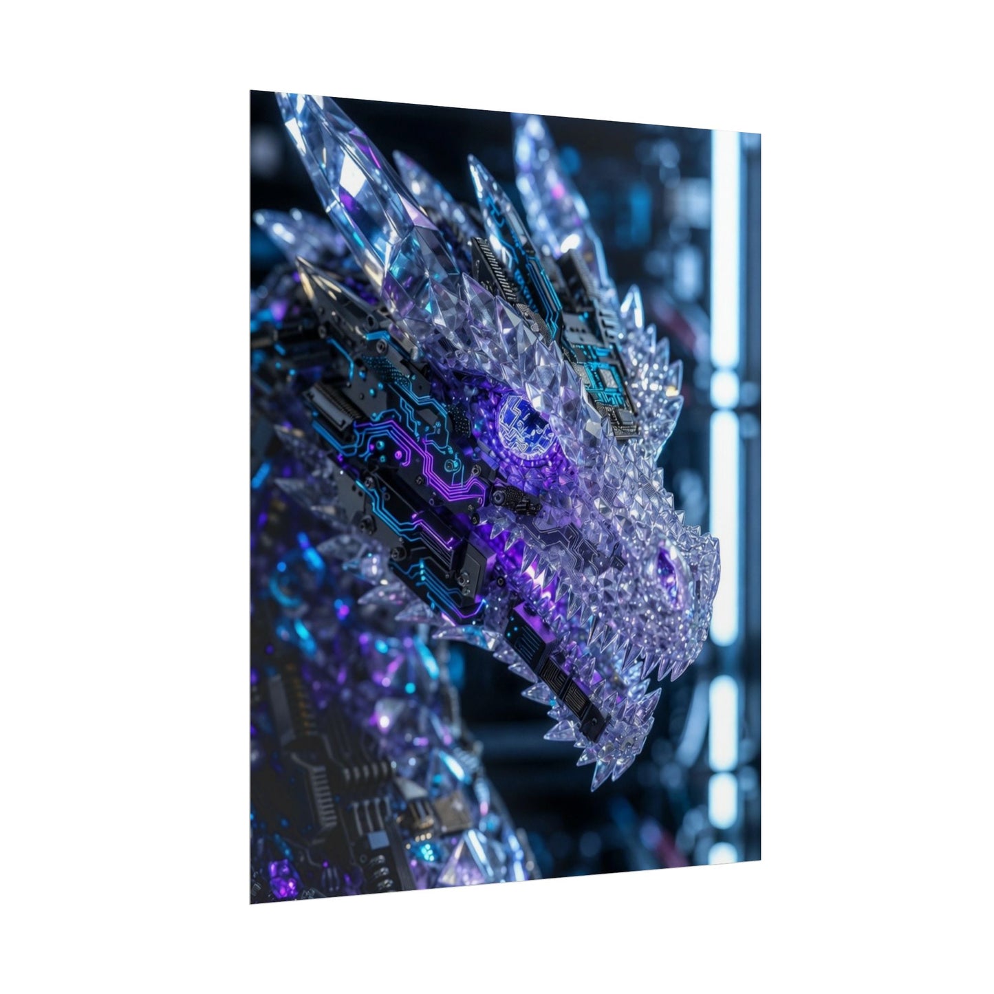 Rolled Poster — Cyber Crystal Dragon Art Print