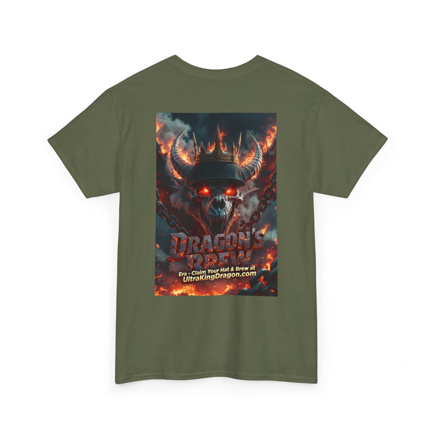 T-Shirt — "Dragon's Brew" Fiery Skull Graphic Tee