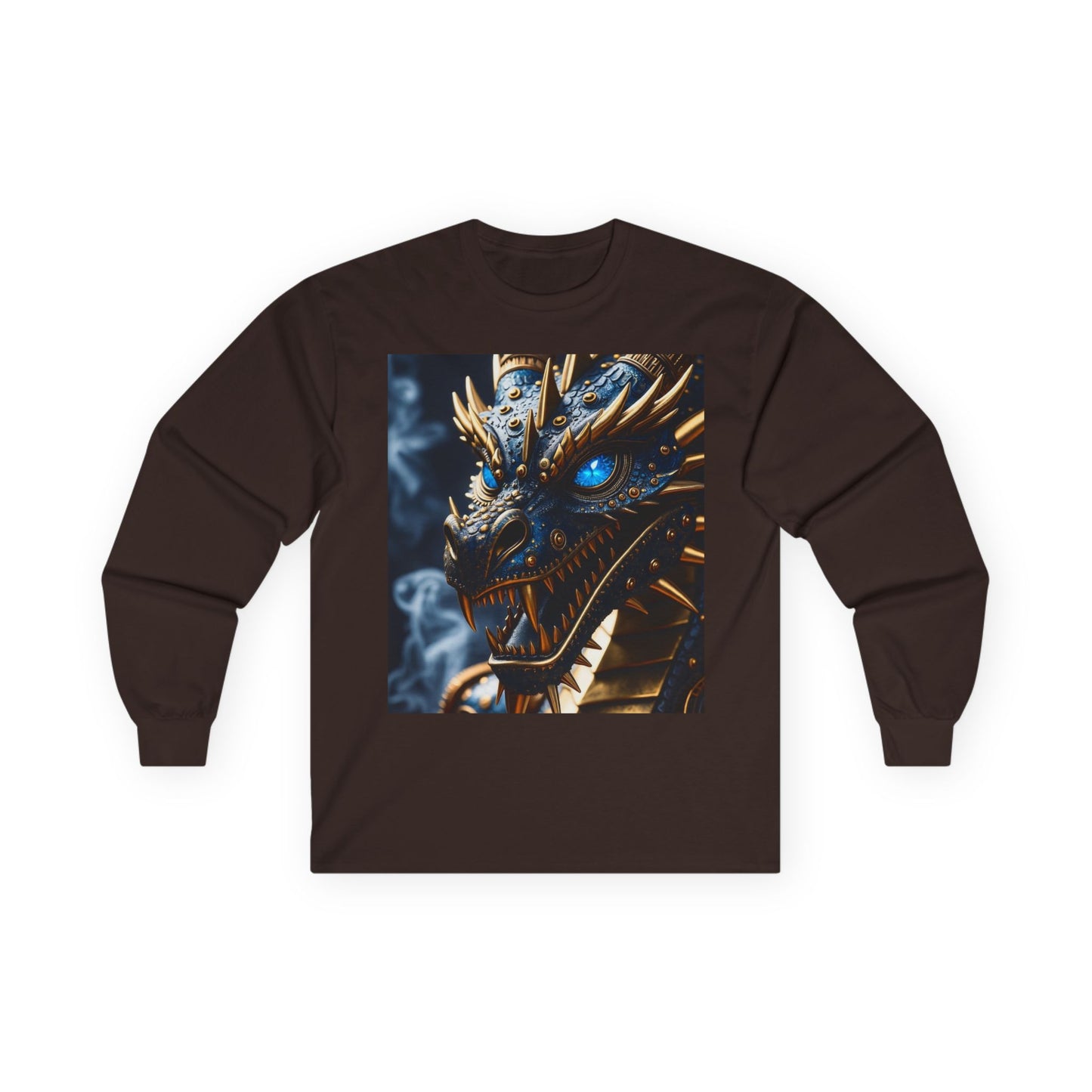 Dragon Graphic Long Sleeve Tee — Blue Eye Fantasy Dragon Shirt