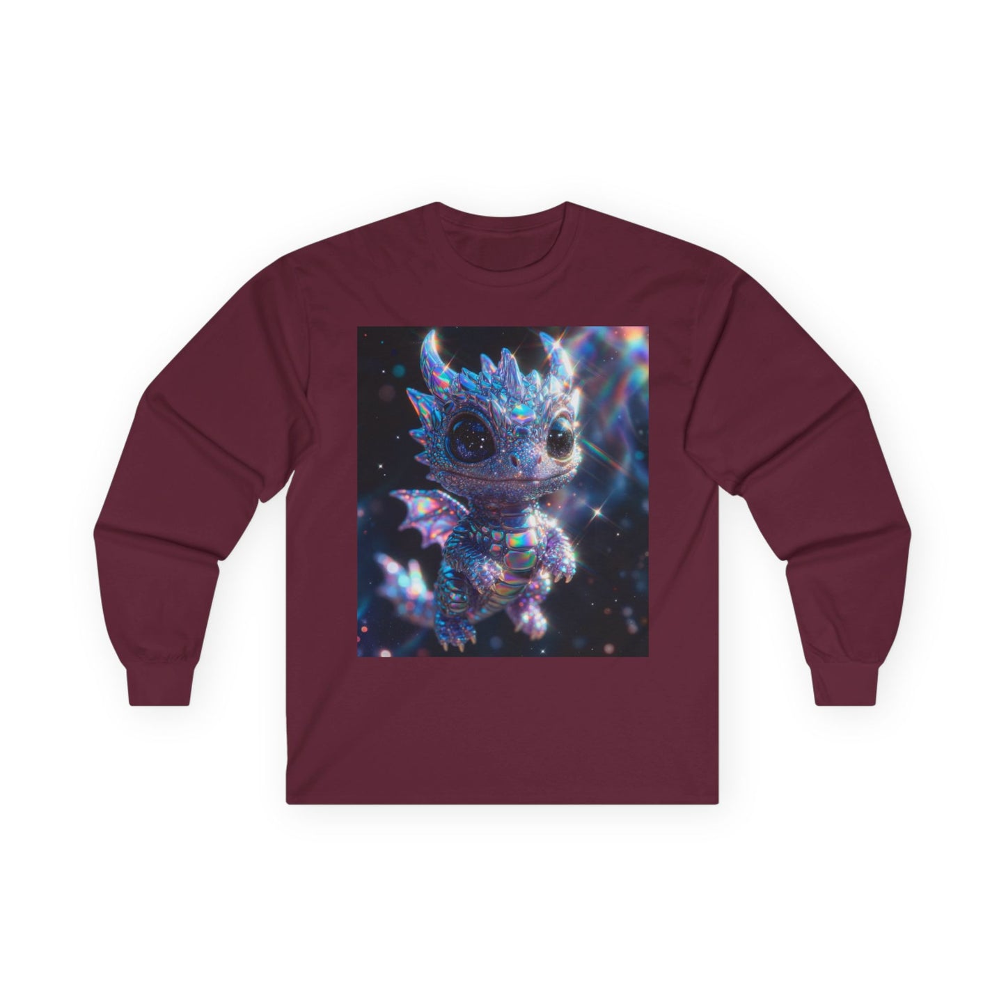 Crystal Baby Dragon Long Sleeve Tee — Sparkly Fantasy Crewneck