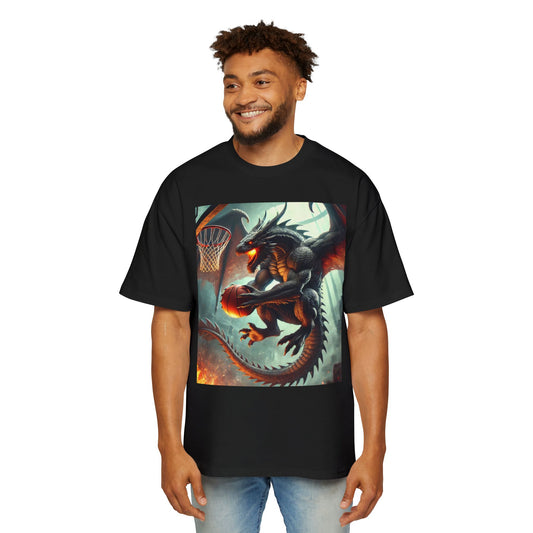 Men's Fantasy Dragon Basketball Tee - Oversized Graphic Shirt, Streetwear Style, Casual Outfit, Gift for Him, Unique Art Tee