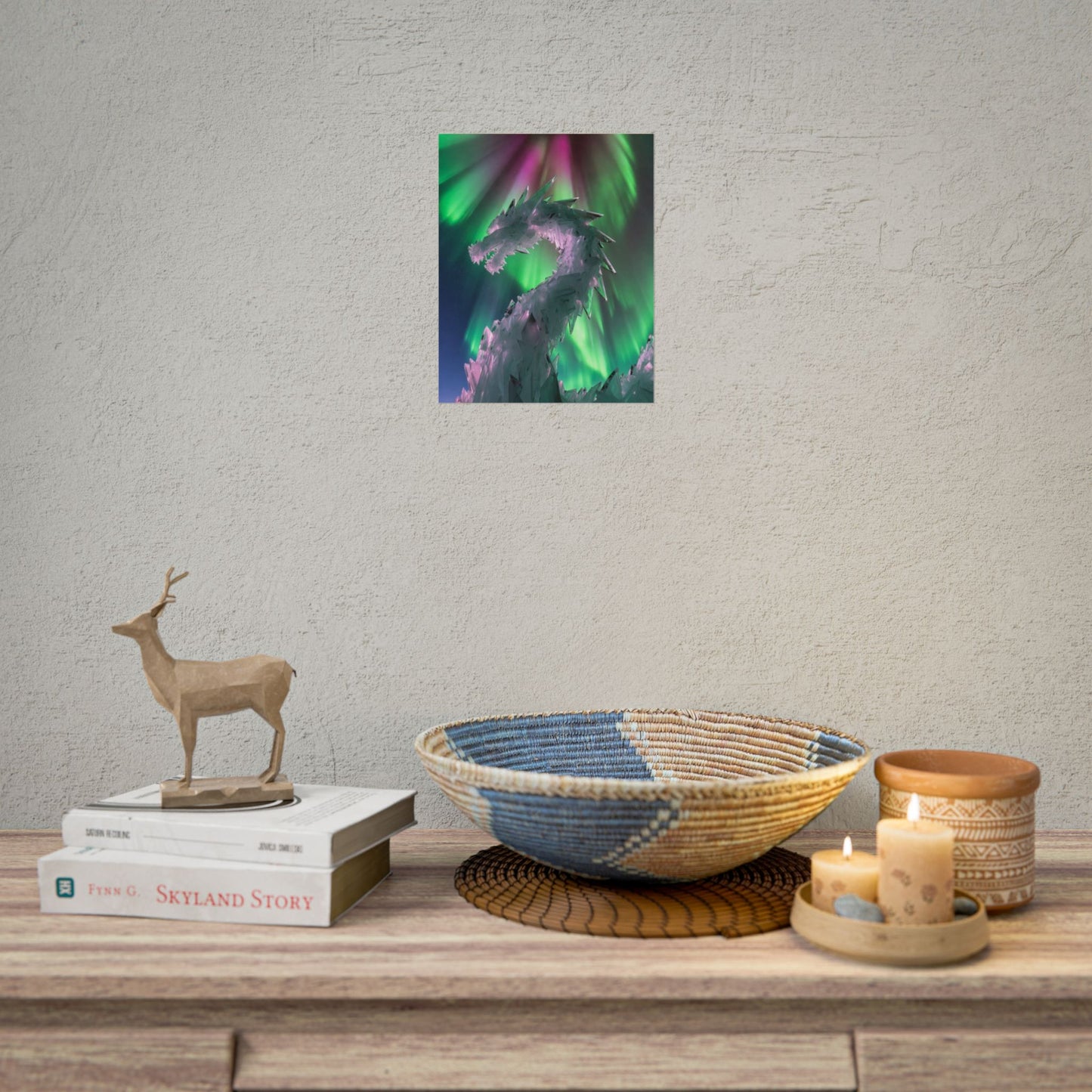 Aurora Ice Dragon Poster — Fantasy Wall Art Rolled Poster