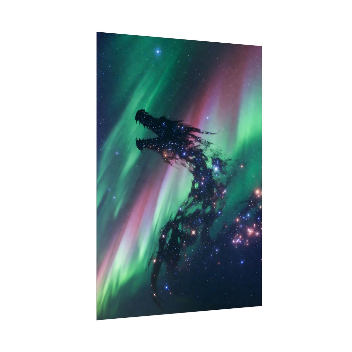 Aurora Dragon Poster — Cosmic Northern Lights Wall Art (Rolled Poster)