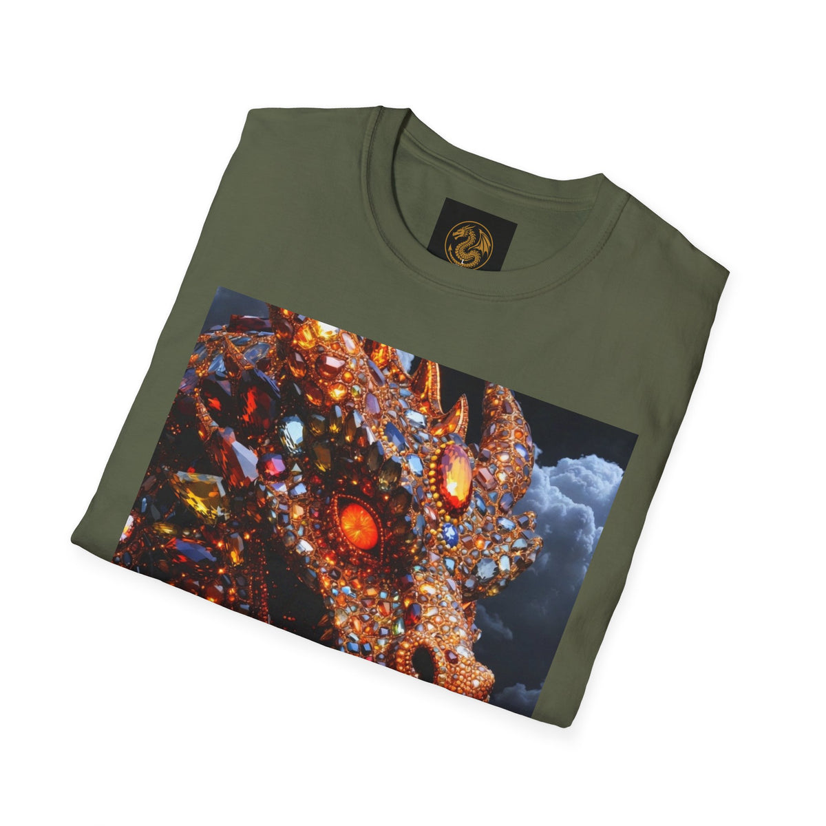 A Gemstone Dragon Head Graphic T-Shirt — Fiery Fantasy Scaly Creature Design