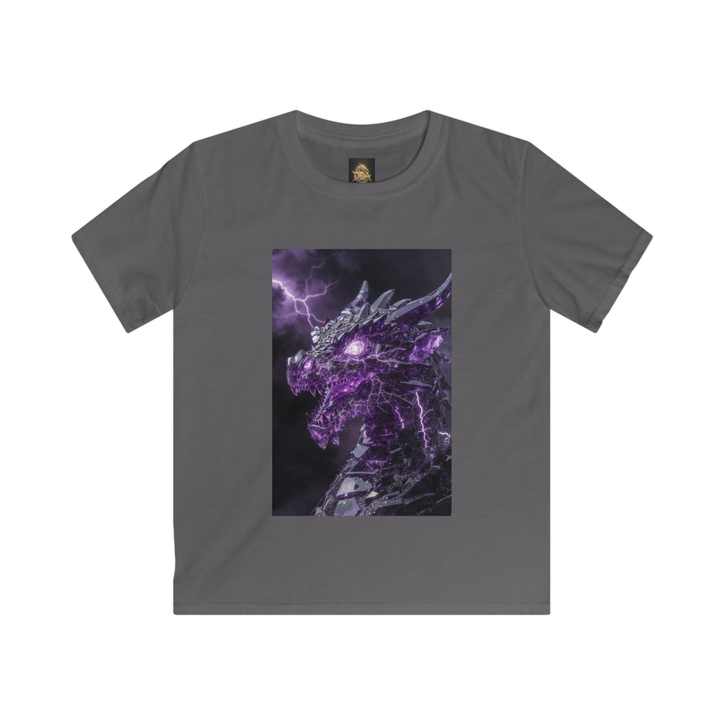 Kids Dragon Tee — Purple Lightning Dragon Graphic T-Shirt for Boys & Girls