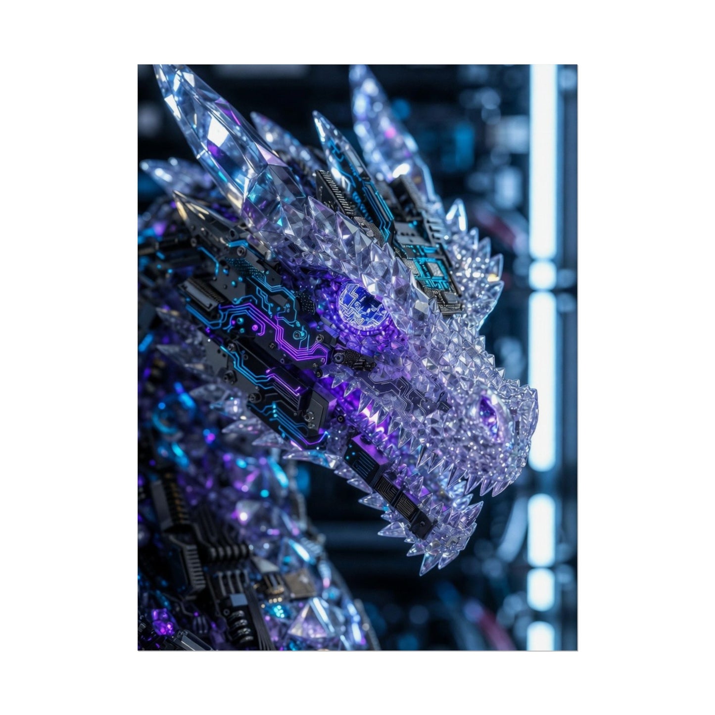 Rolled Poster — Cyber Crystal Dragon Art Print