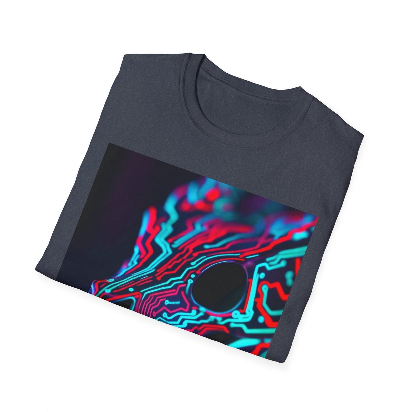 Neon Cyber Skull T-Shirt — Vaporwave Glitch Art Tee
