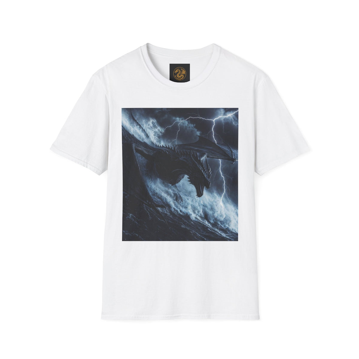 A Stormy Oceanic Dragon T-Shirt — Dark Ocean Lightning Graphic Tee