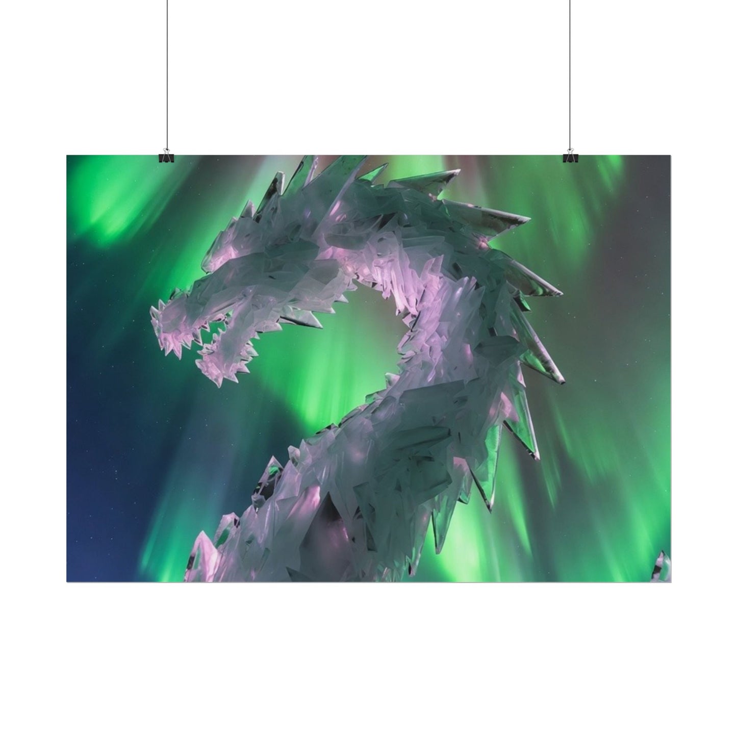 Aurora Ice Dragon Poster — Fantasy Wall Art Rolled Poster