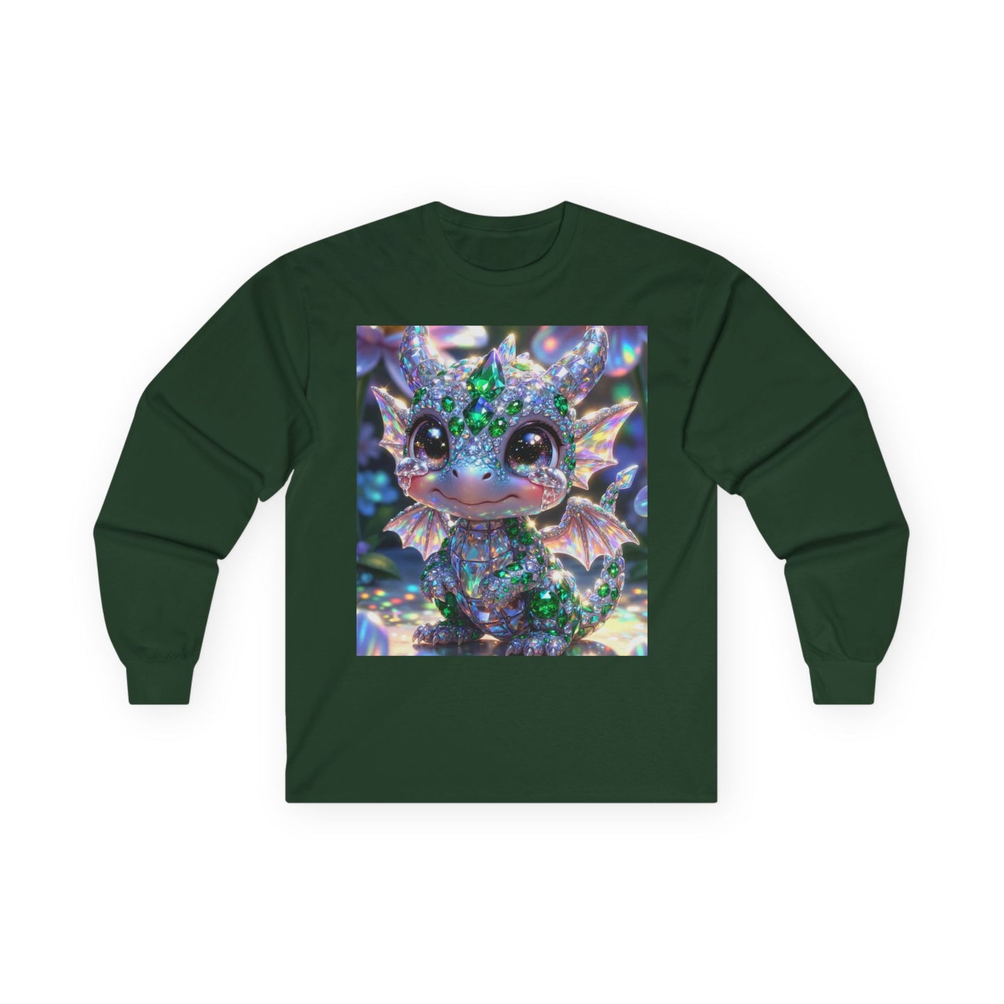 Sparkling Baby Dragon Long Sleeve Tee — Cute Fantasy Creature Shirt