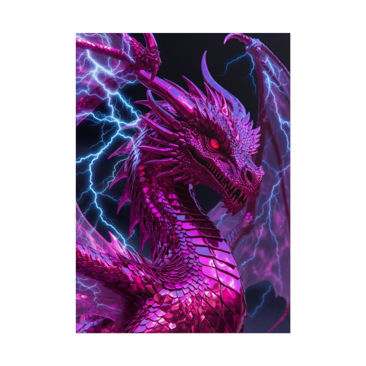 Pink Electric Dragon Poster — Fantasy Wall Art Rolled Poster