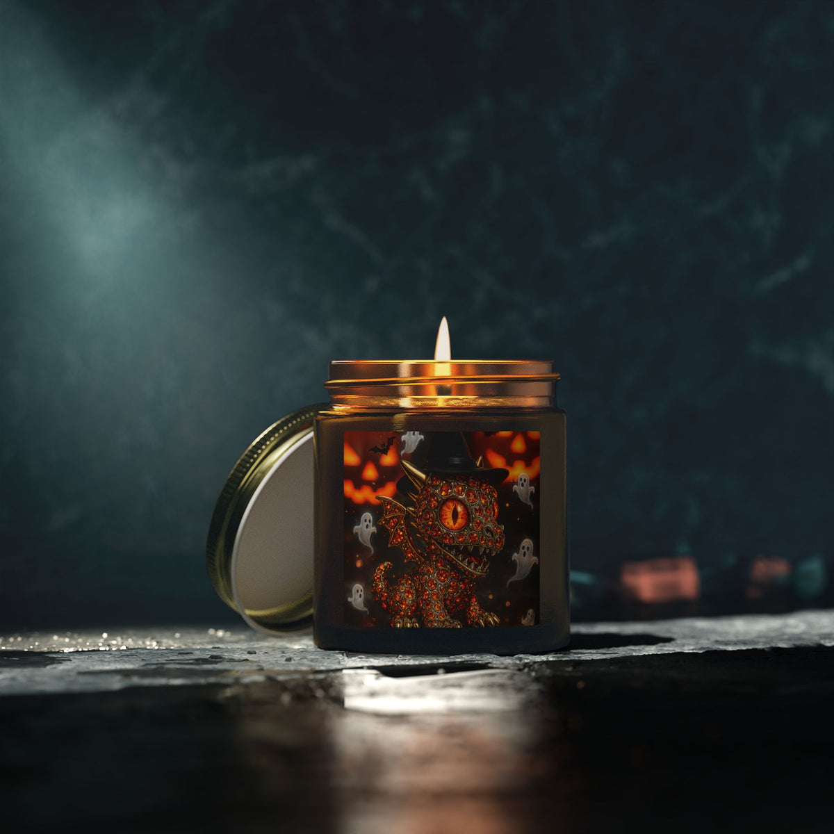 A Halloween Dragon LAVENDER AND MORE Scented Candles - Coconut Apricot Wax, Decorative Gifts, Home Fragrance, Fall Decor, Spooky Candle