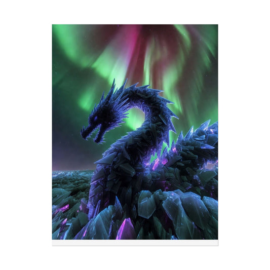 Aurora Crystal Dragon Poster — Fantasy Wall Art Print