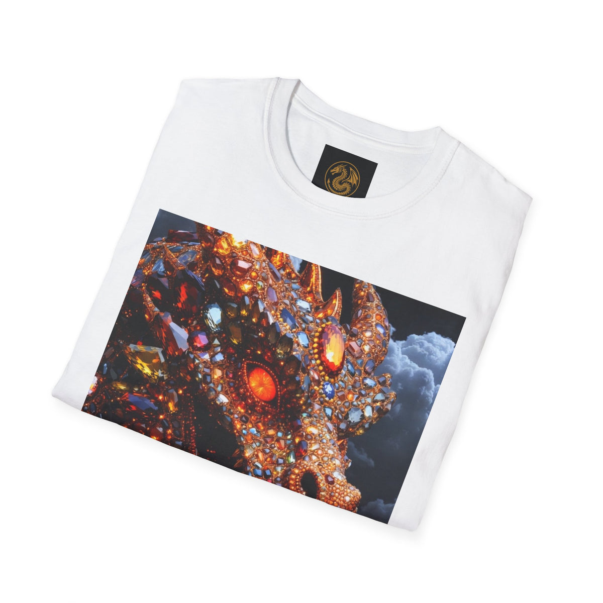 A Gemstone Dragon Head Graphic T-Shirt — Fiery Fantasy Scaly Creature Design
