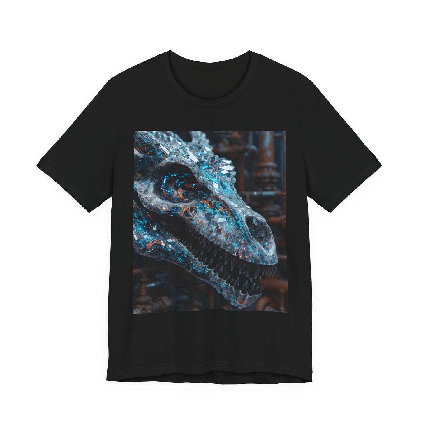 Dragon Skull Graphic Tee — Iridescent Fossil Art T-Shirt