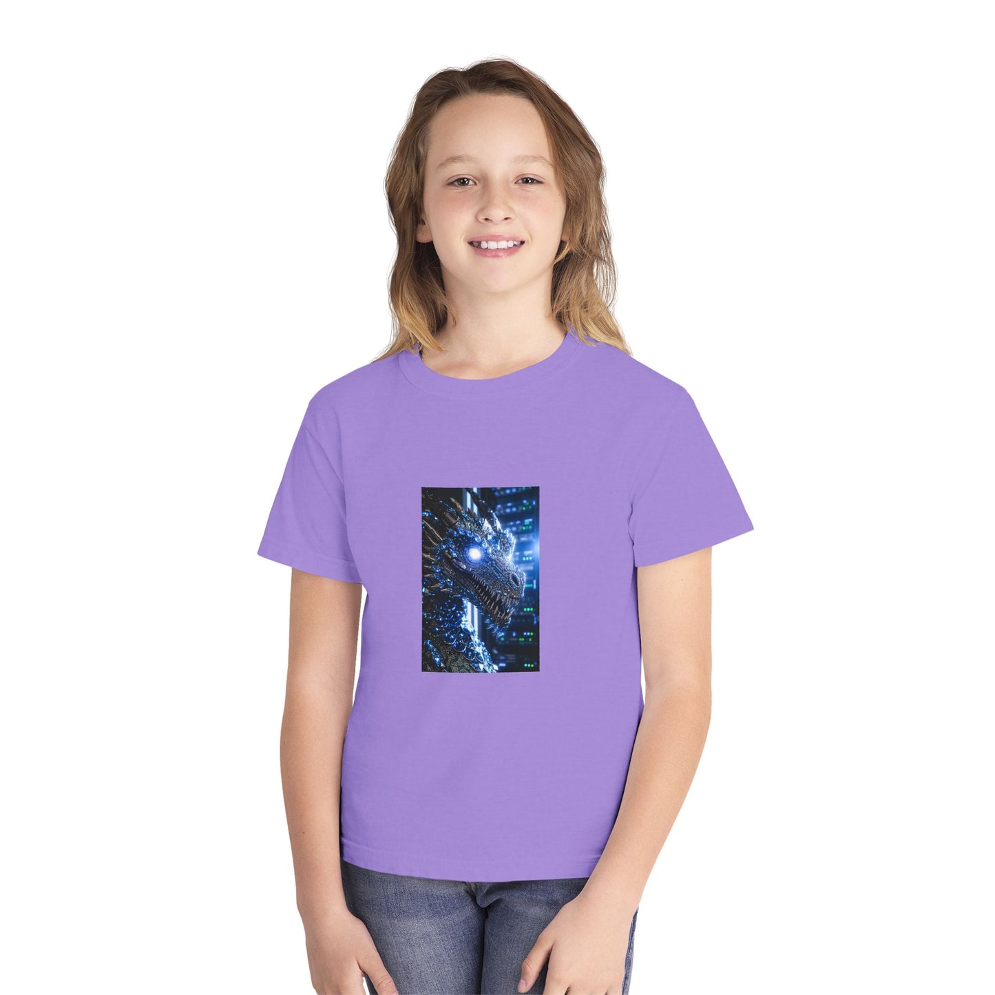 Youth Tee — Neon Dragon Galaxy Graphic