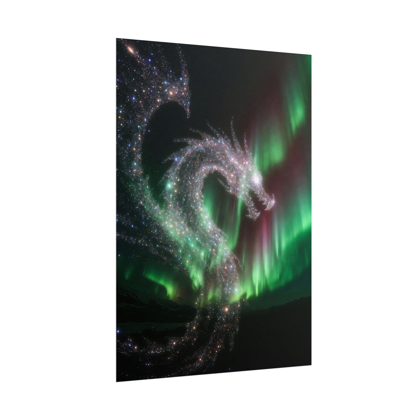 Aurora Dragon Poster — Northern Lights Fantasy Art Print