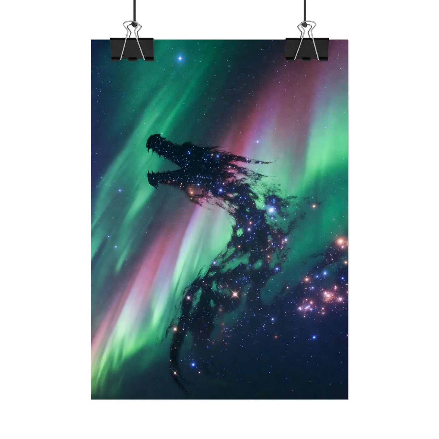 Aurora Dragon Poster — Cosmic Northern Lights Wall Art (Rolled Poster)