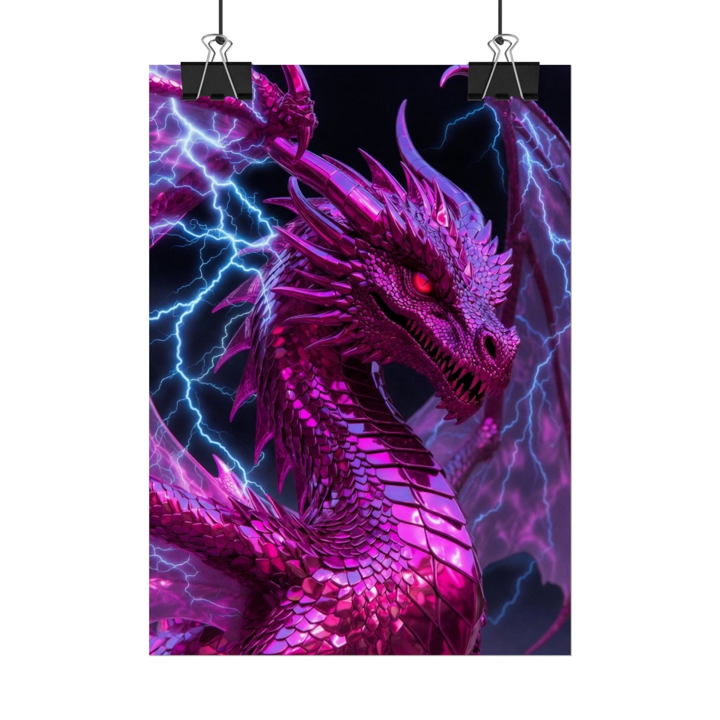 Pink Electric Dragon Poster — Fantasy Wall Art Rolled Poster