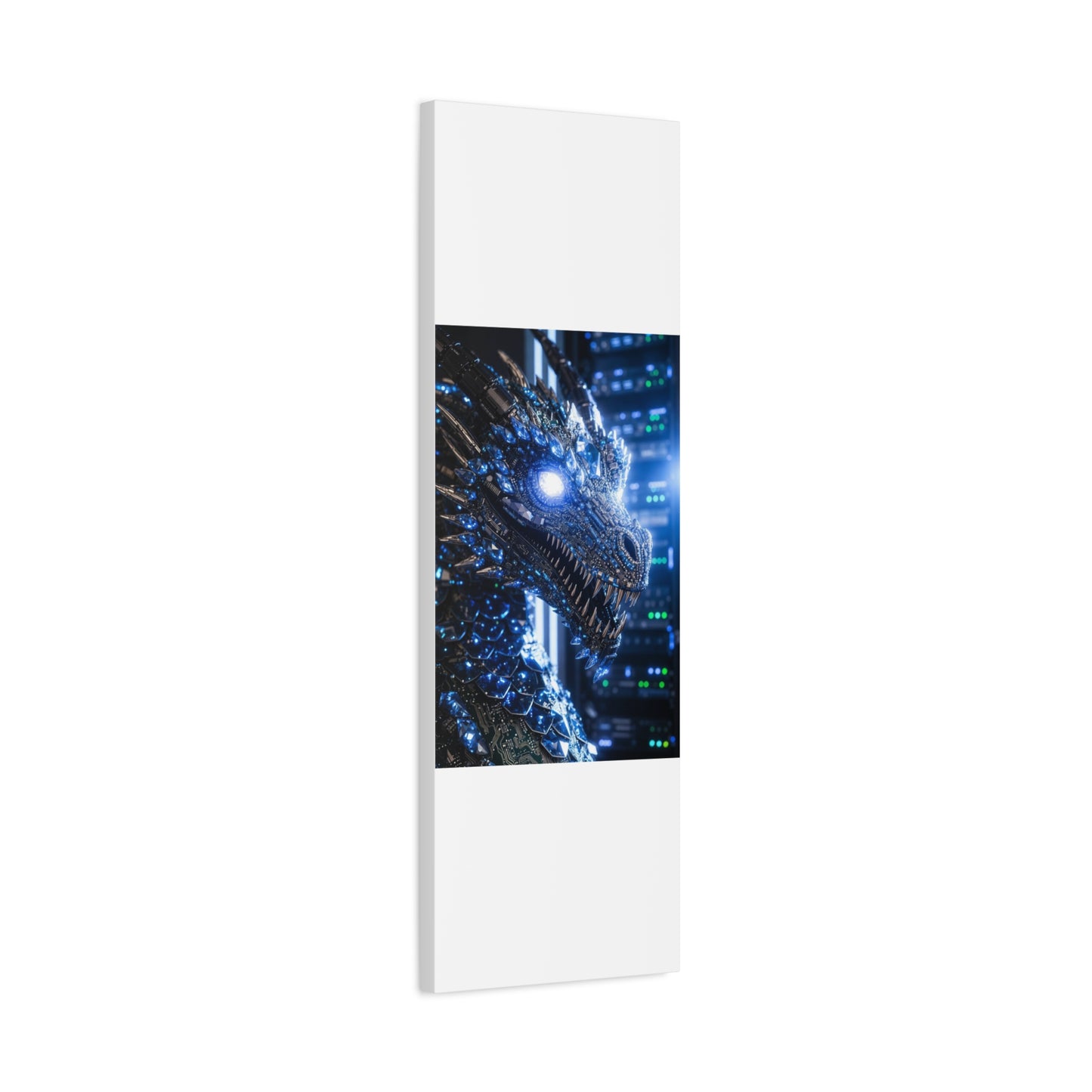 Cyber Dragon Canvas Print — Futuristic Metallic Dragon Wall Art