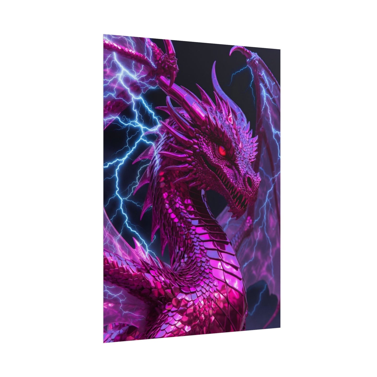 Pink Electric Dragon Poster — Fantasy Wall Art Rolled Poster