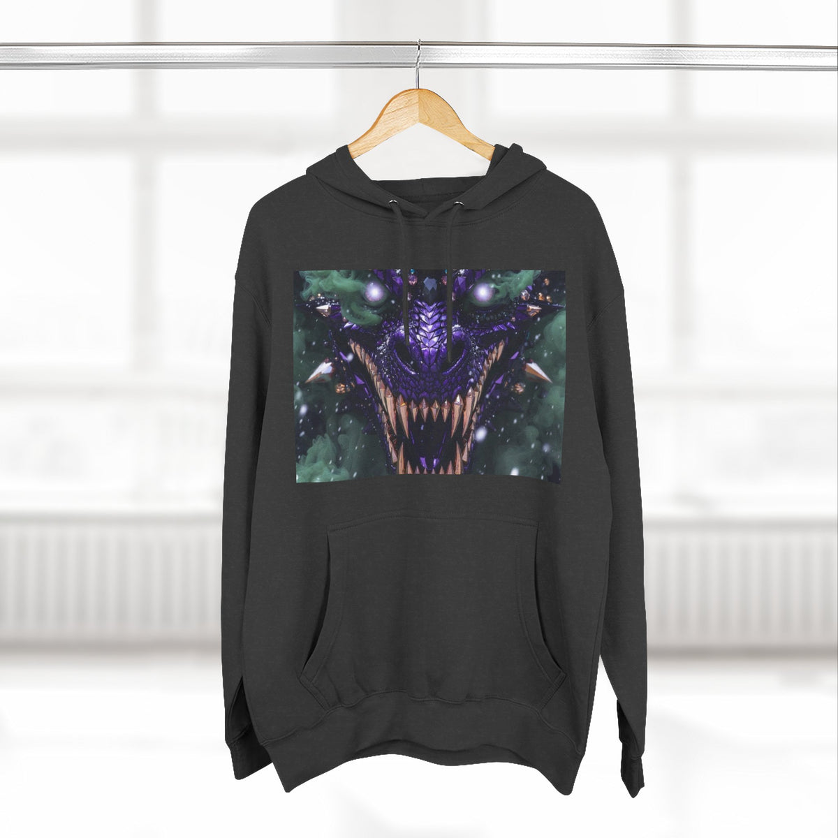 A Mystic Cosmic 🐉 Hoodie — Astral Galaxy Cat Chest Print Fleece Hoodie