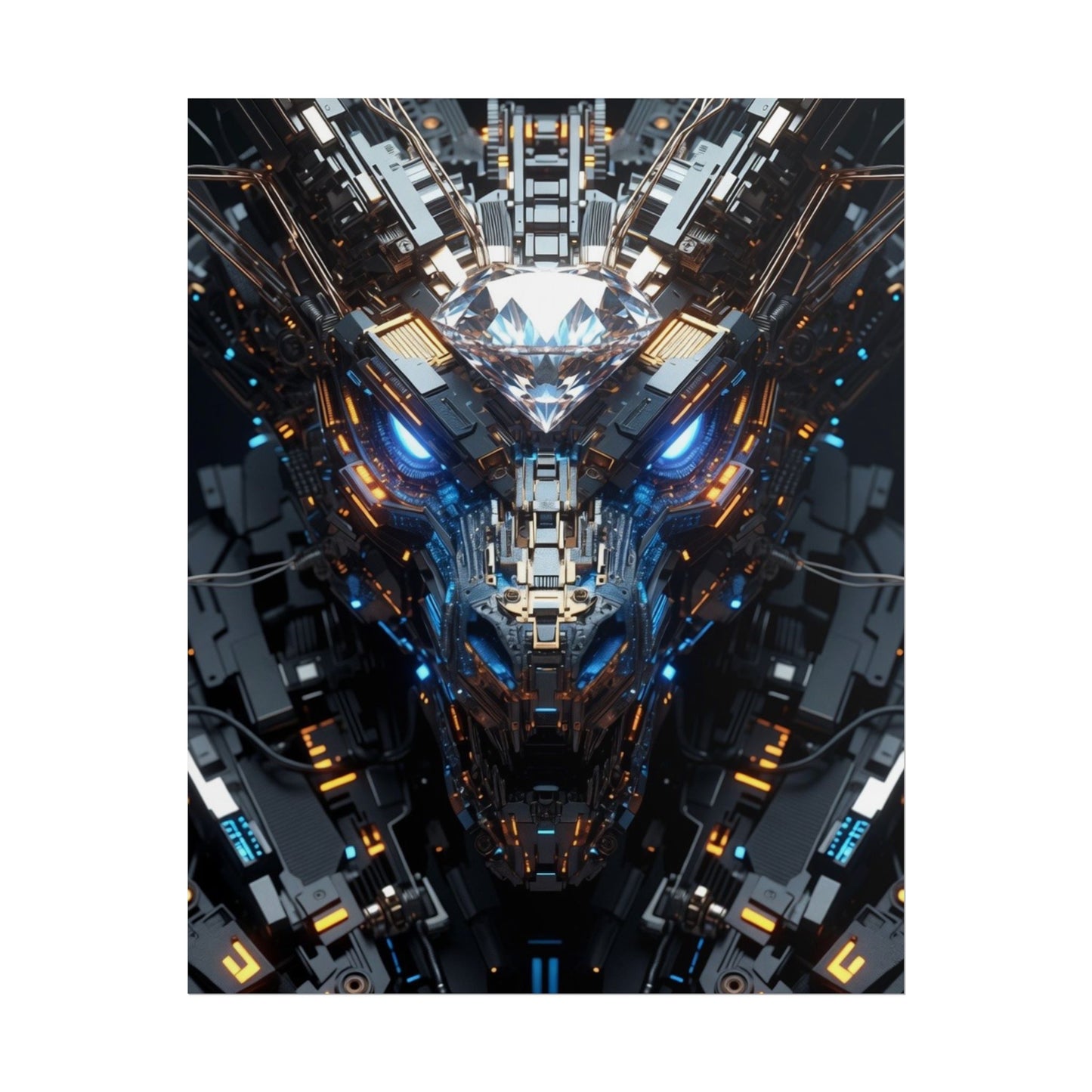 Futuristic Mech Dragon Poster – Cybernetic Robot Art Print
