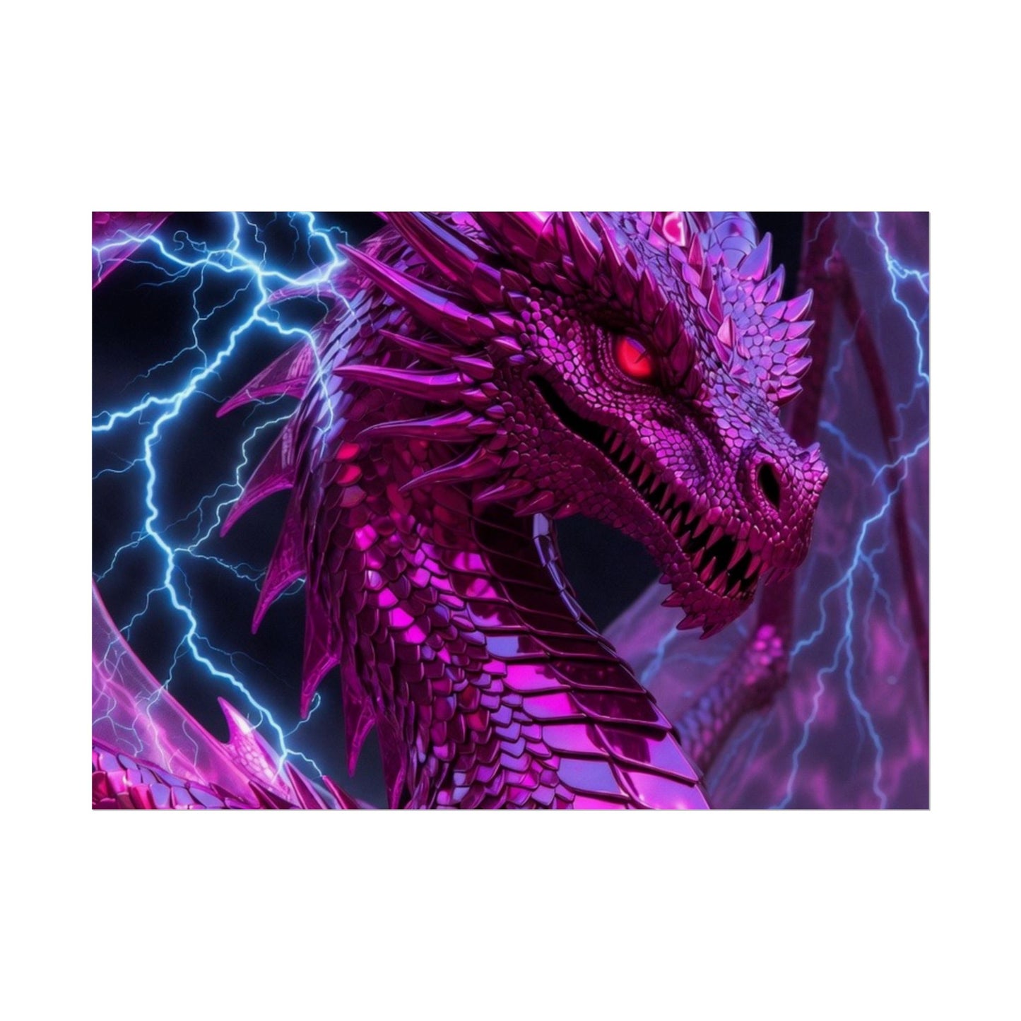 Pink Electric Dragon Poster — Fantasy Wall Art Rolled Poster