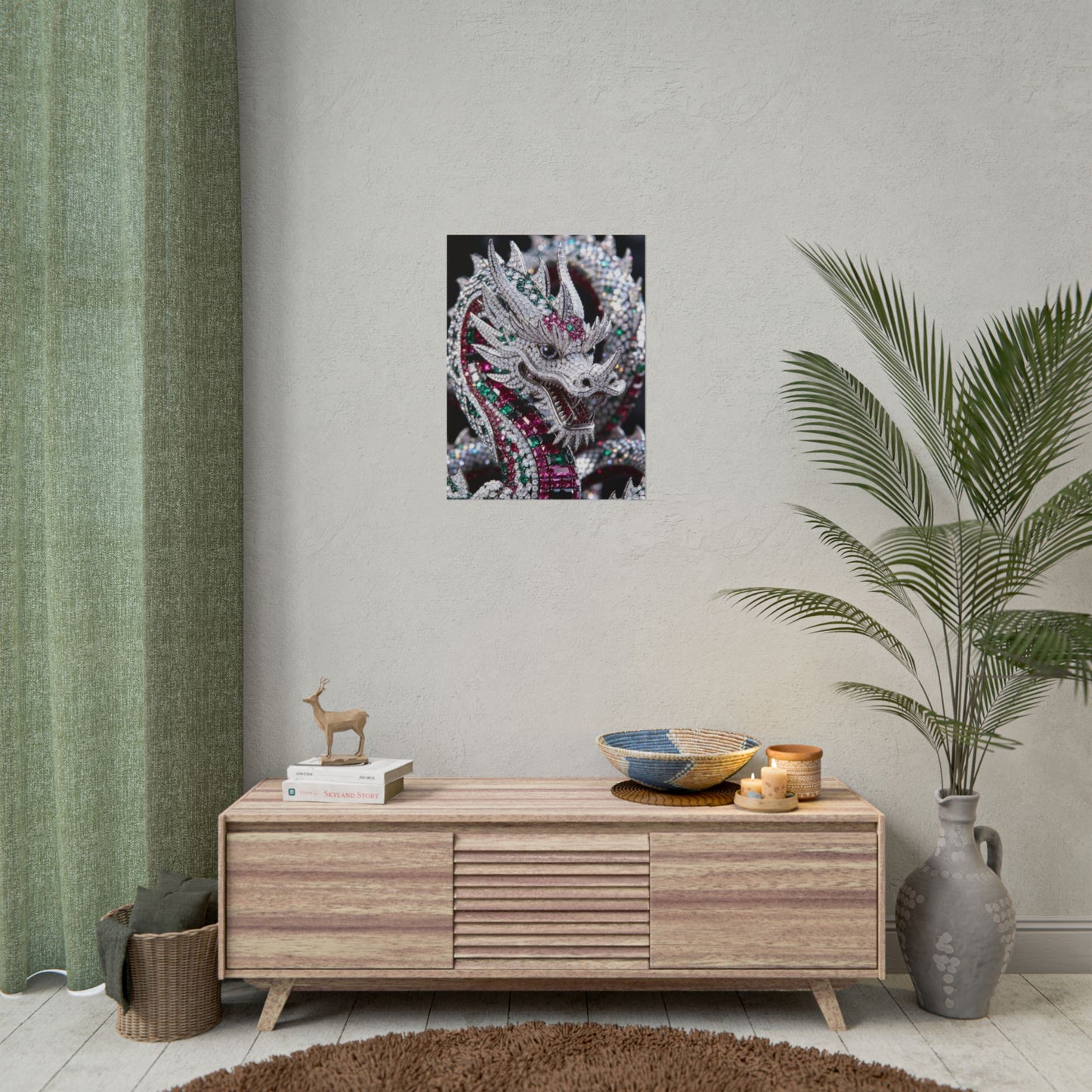 Dragon Jewel Poster — Luxury Gemstone Dragon Wall Art (Rolled Poster)