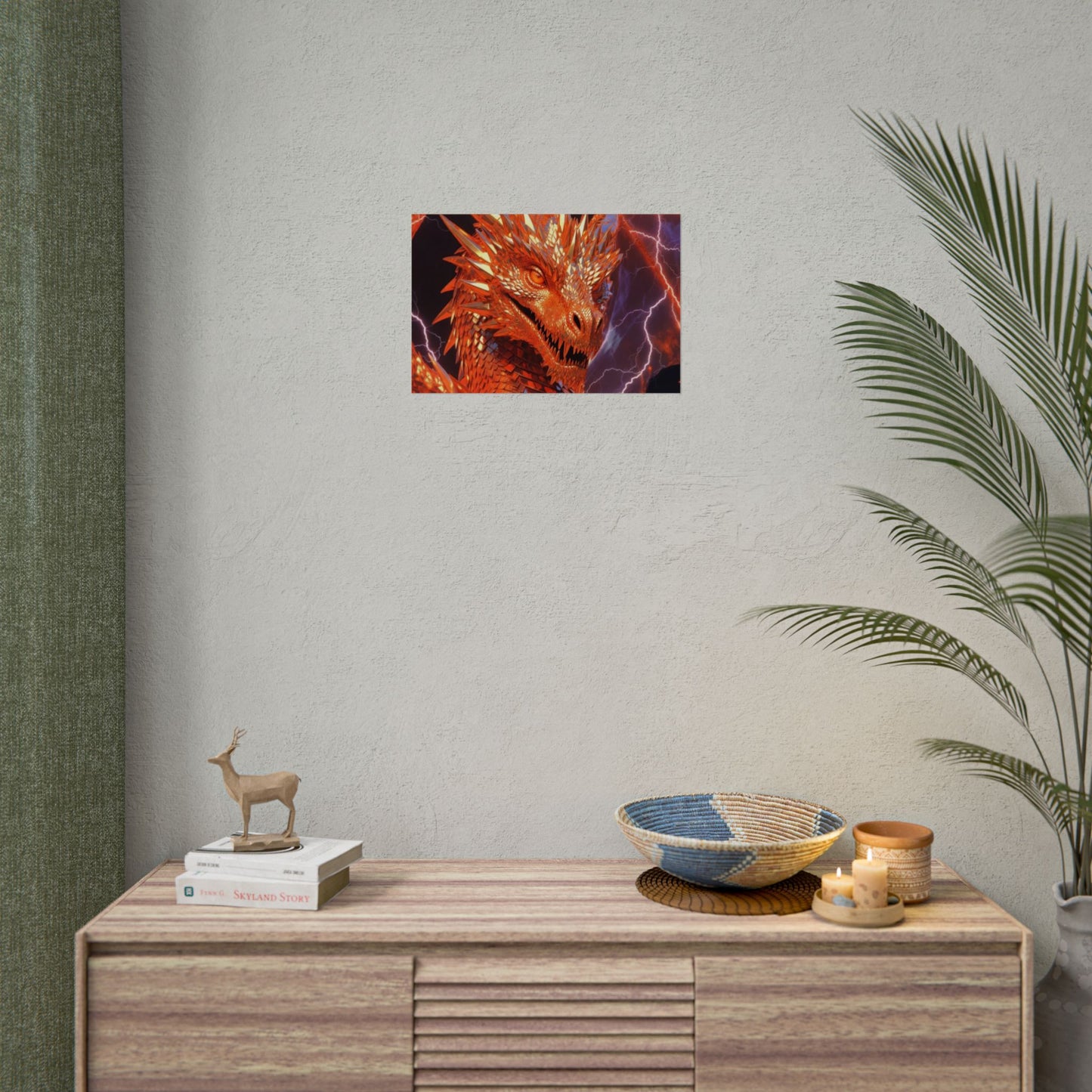 Orange Lightning Dragon Poster — Fantasy Wall Art for Gamers & Fans