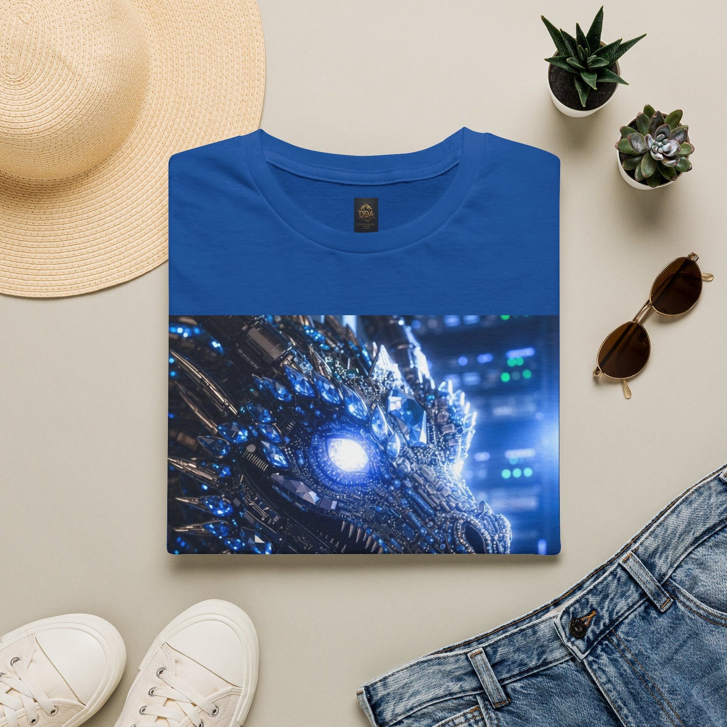 A Cyber Dragon Graphic T-Shirt — Futuristic Neon Dragon Design