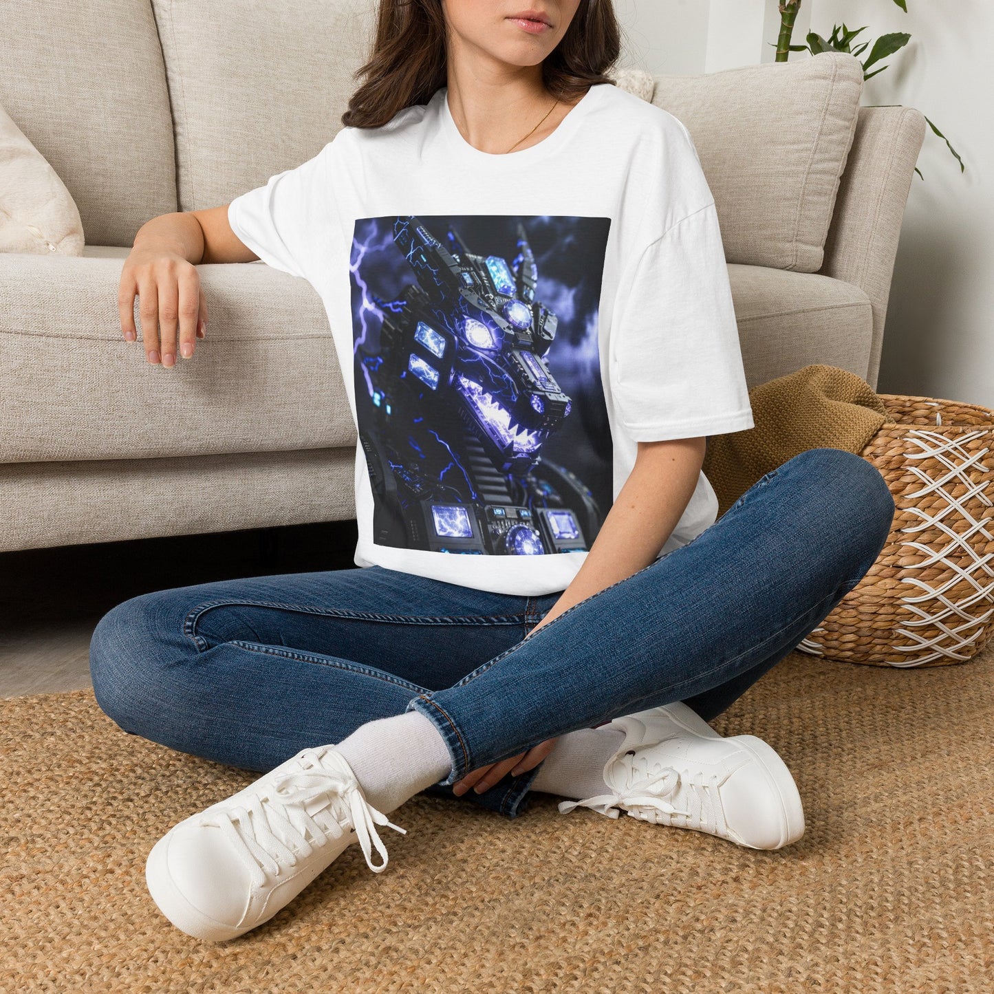 Dragon Mech Lightning T-Shirt — Cyber Dragon Graphic Tee