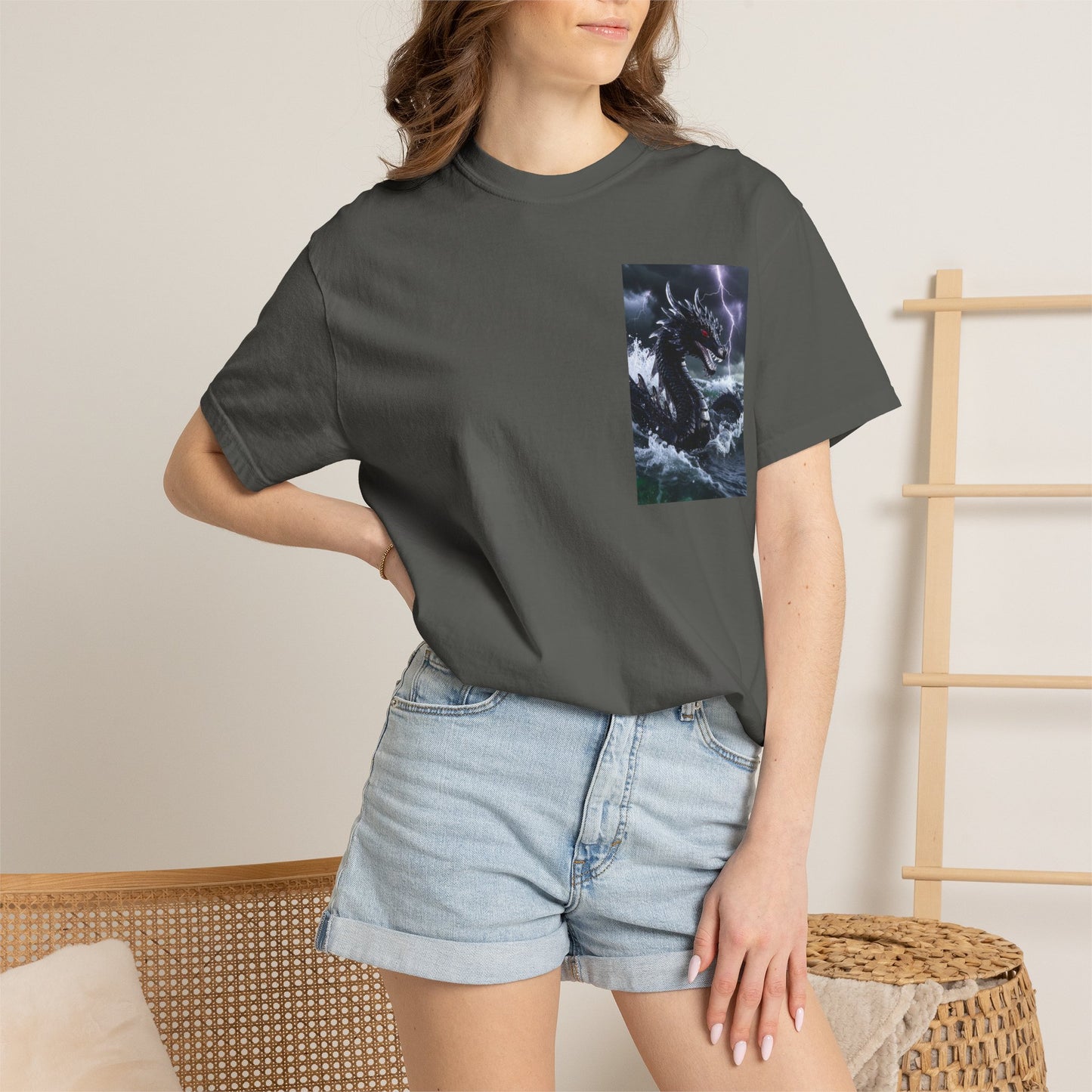 A Dragon Storm Graphic T-Shirt — Dark Fantasy Chest Print
