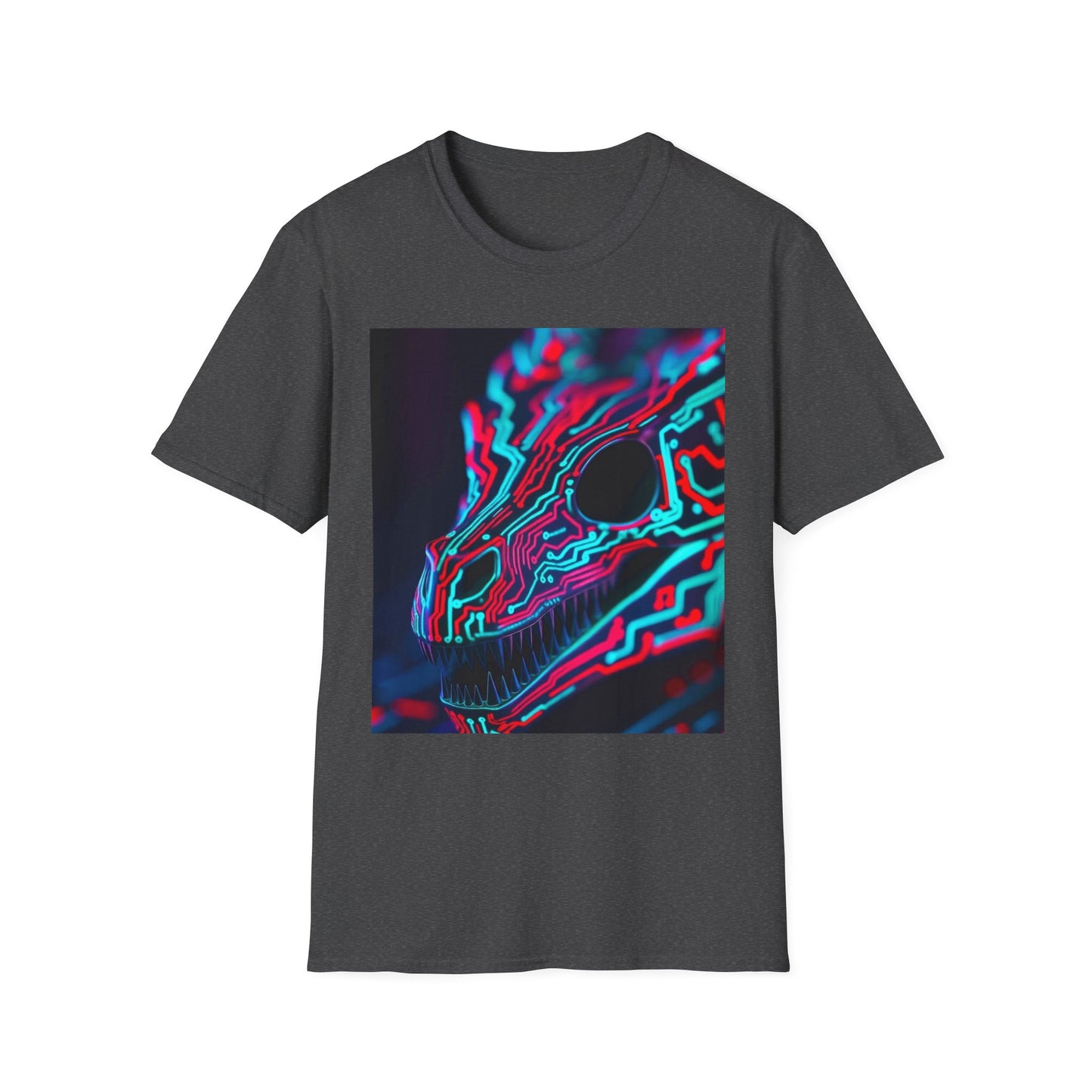 Neon Cyber Skull T-Shirt — Vaporwave Glitch Art Tee