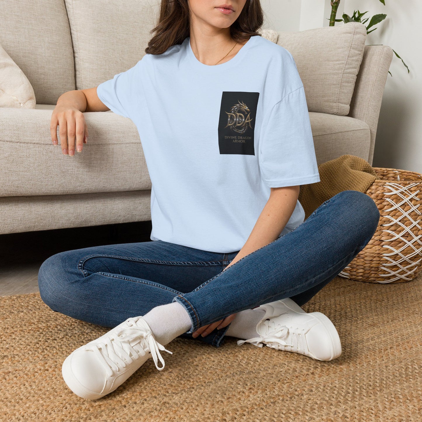 #1 Selling Dragon Logo Pocket T-Shirt — "DDA Divine Dragon Armor" Chest Patch