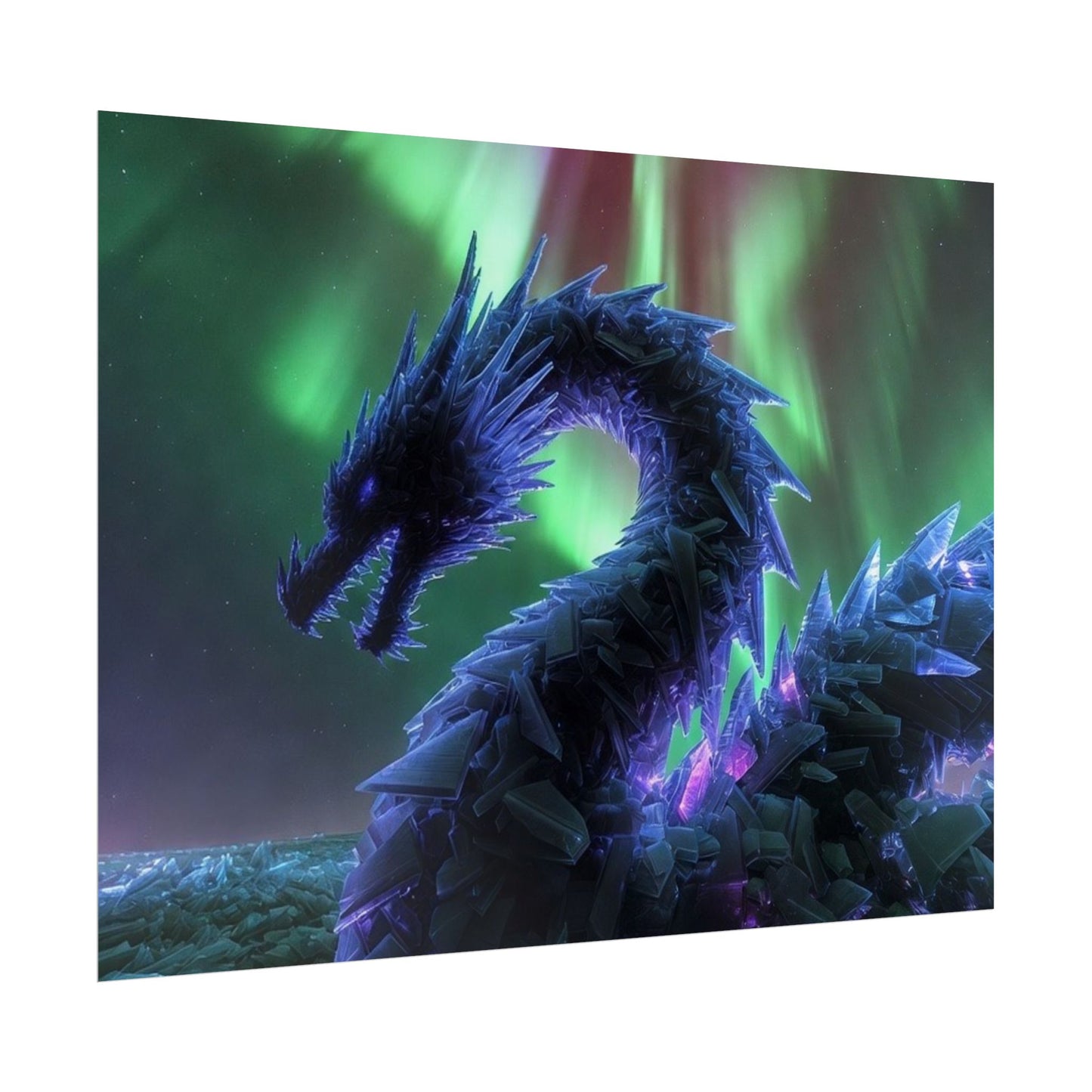 Aurora Crystal Dragon Poster — Fantasy Wall Art Print