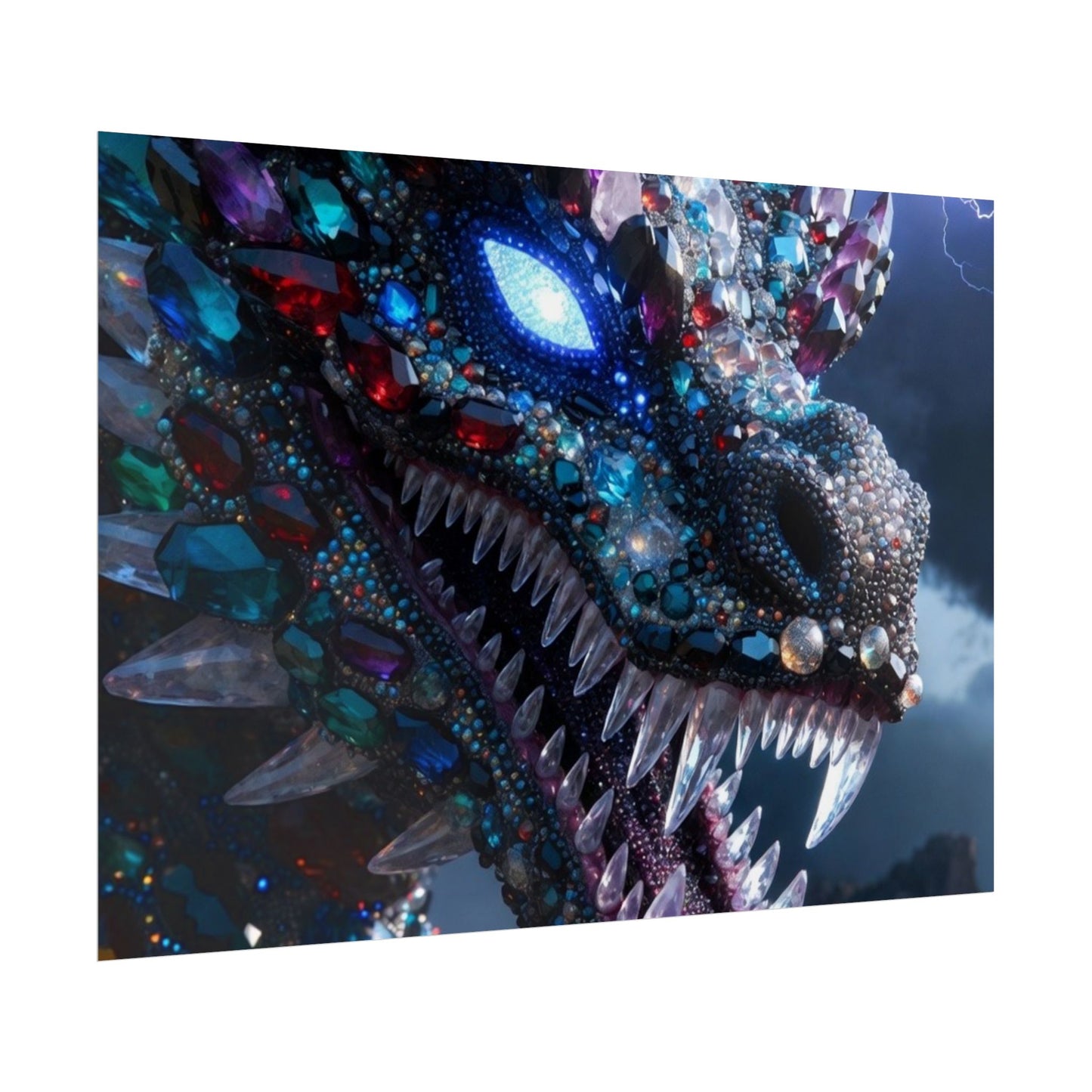 Dragon Crystal Poster — Fantasy Gem-Encrusted Dragon Wall Art (Rolled Poster)